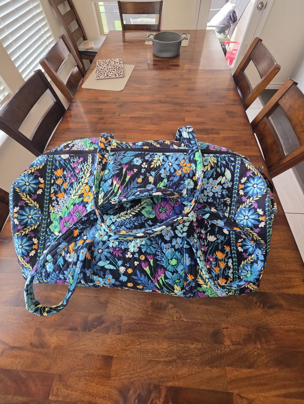 Vera Bradley Black Floral Quilted Weekender Bag Large Size